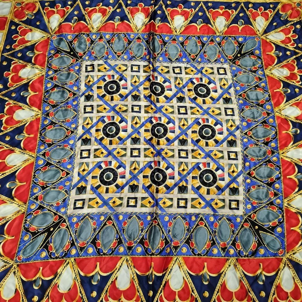 ❤️CHRISTIAN DIOR France XL 46X47 HEARTS AND JEWELS PIANO SHAWL Silk Scarf